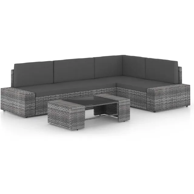 vidaXL 5-delige Loungeset met kussens poly rattan grijs
