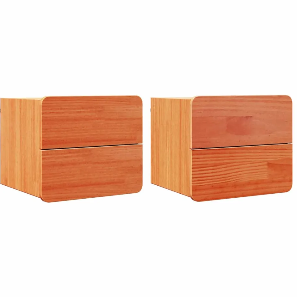 vidaXL Nachtkastje 2 st Bruin 39 x 34 x 33 cm Massief grenenhout, foto 3