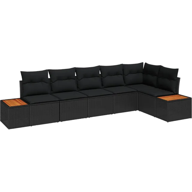 vidaXL Tuinbankenset 6 st Zwart Poly riet