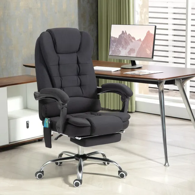 COVREO Bureaustoel 65x70x119 cm zwart, stof met massage en voetsteun