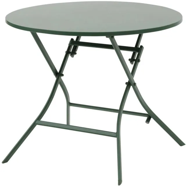 Hespéride Ronde opvouwbare tuintafel van aluminium voor 4 personen, model GREENSBORO Vert olive