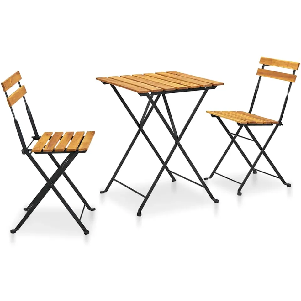 vidaXL 3-delige Bistroset inklapbaar massief acaciahout bruin, foto 4