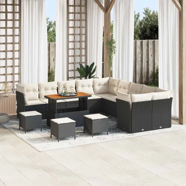 vidaXL Tuinbankenset 14 st Zwart poly rattan
