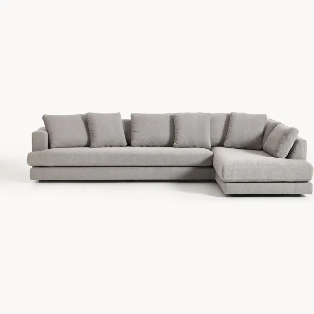 Westwing Collection XL bouclé hoekbank Tribeca Grijs