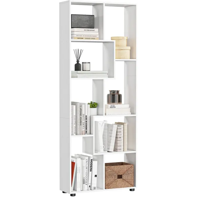 Lunpog Boekenkast, zigzag, 70 x 24 x 178 cm (l x b x h), wit | Modern design, spaanplaat