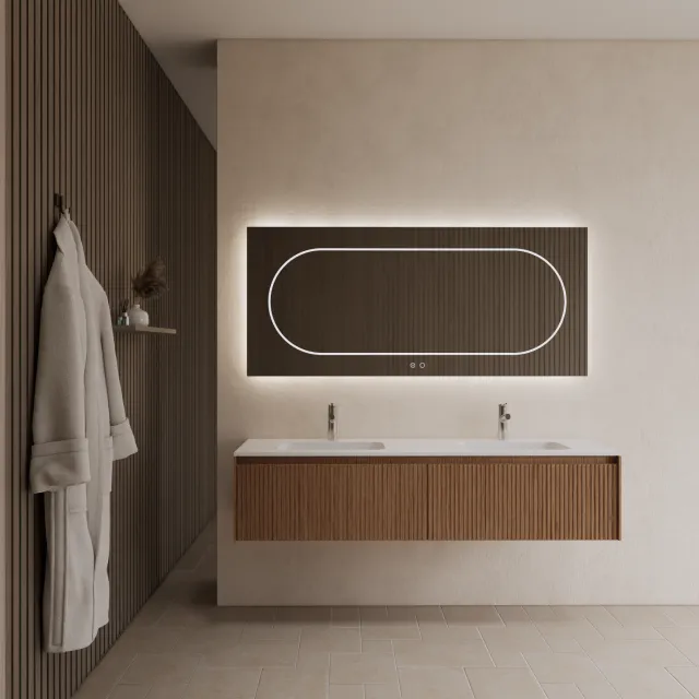 Gliss Design Badkamermeubel Gliss Design Timotheus 200 cm Pure (Keuze Wastafel) Bruin