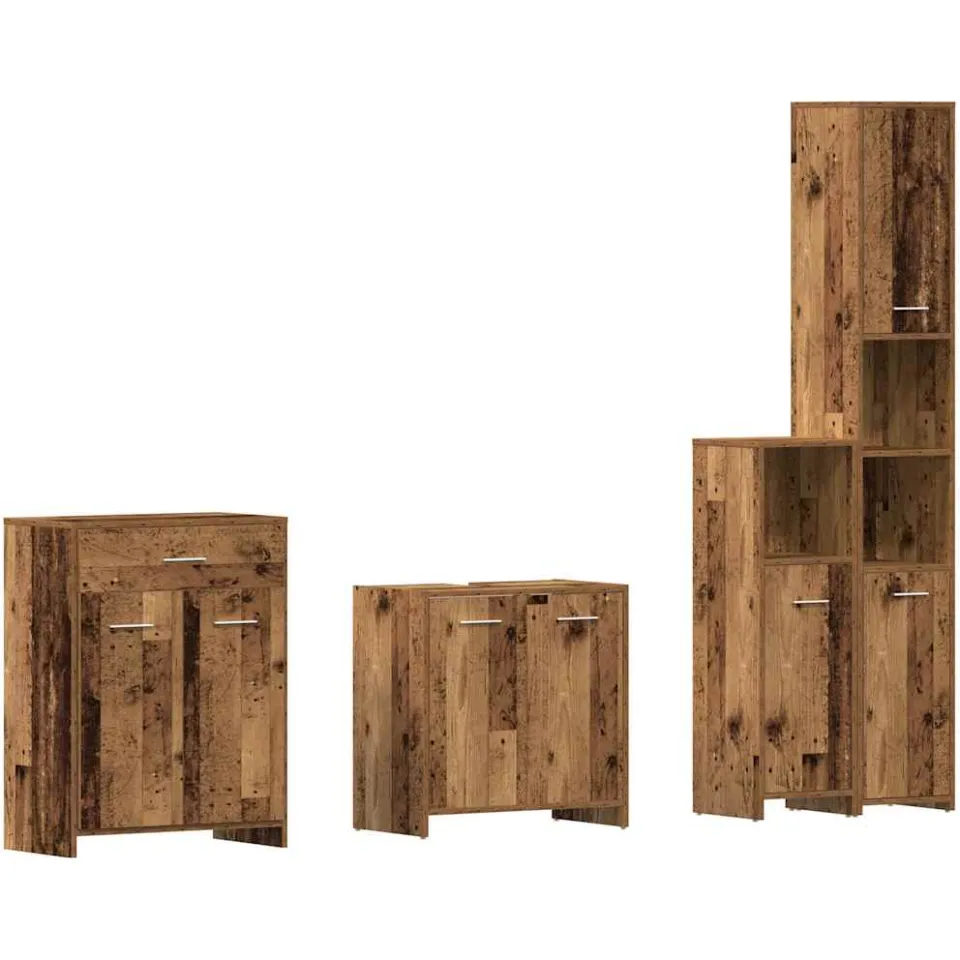 vidaXL 4-delige Badkamermeubelset bewerkt hout oud houtkleurig bruin, foto 3
