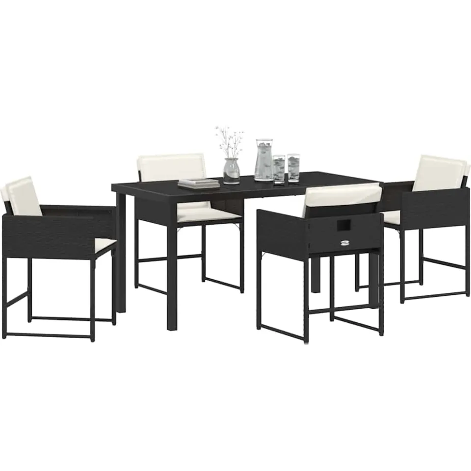 vidaXL Tuin eettafelset 5 st Zwart poly rattan
