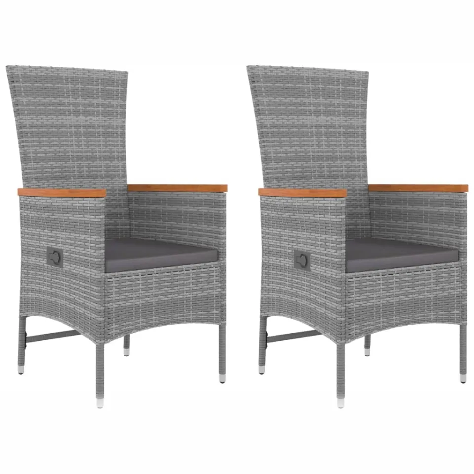 vidaXL 3-delige Loungeset poly rattan en massief acaciahout grijs, foto 3