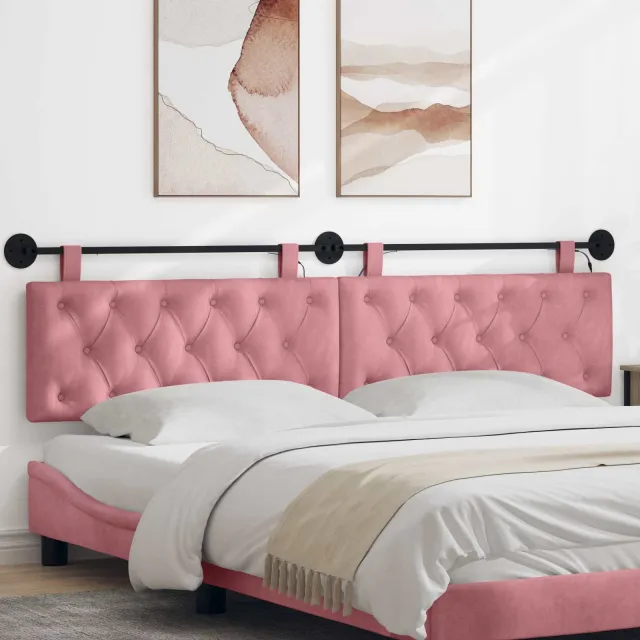 vidaXL Hangend hoofdbord Roze Fluweel