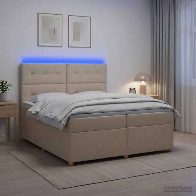 vidaXL Boxspringbed met matras Crèmekleurig 200 x 200 cm Stof