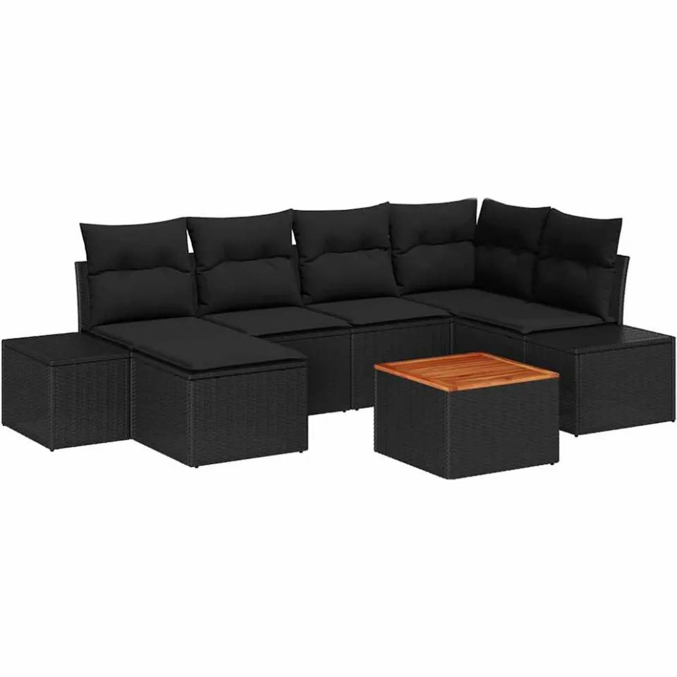 vidaXL Tuin Sofa Set 7 st Zwart