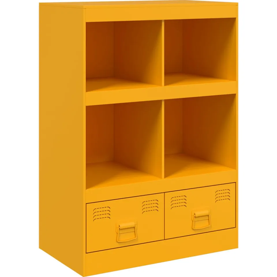 vidaXL Hoge kast 67x39x95 cm staal mosterdgeel