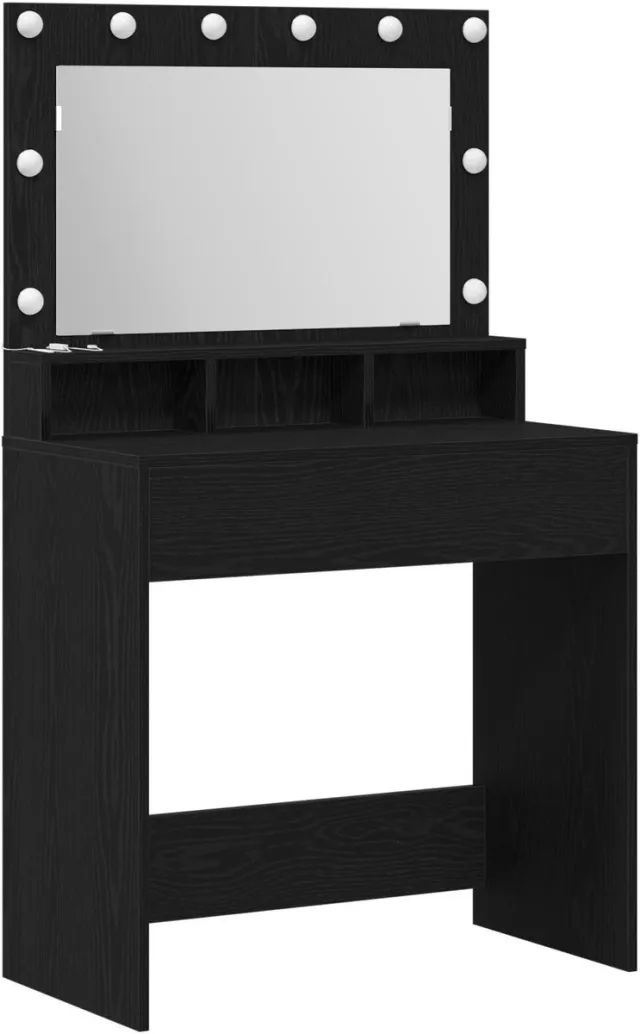 GranMaison Kaptafel met spiegel en verlichting - Make up tafel - Make up - Toilettafel - Met lades - Zwart