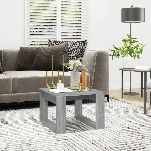 vidaXL Bijzettafel 50x50x35 cm bewerkt hout grijs sonoma eikenkleurig, foto 2
