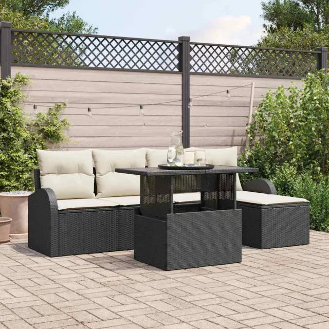 vidaXL Tuin Sofa Set 6 st Zwart Poly riet