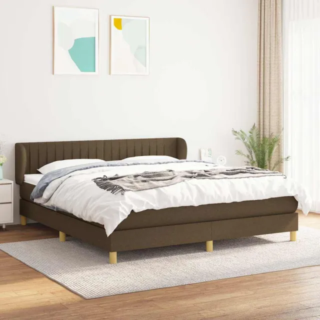 vidaXL Boxspring met matras stof donkerbruin 160x200 cm bruin
