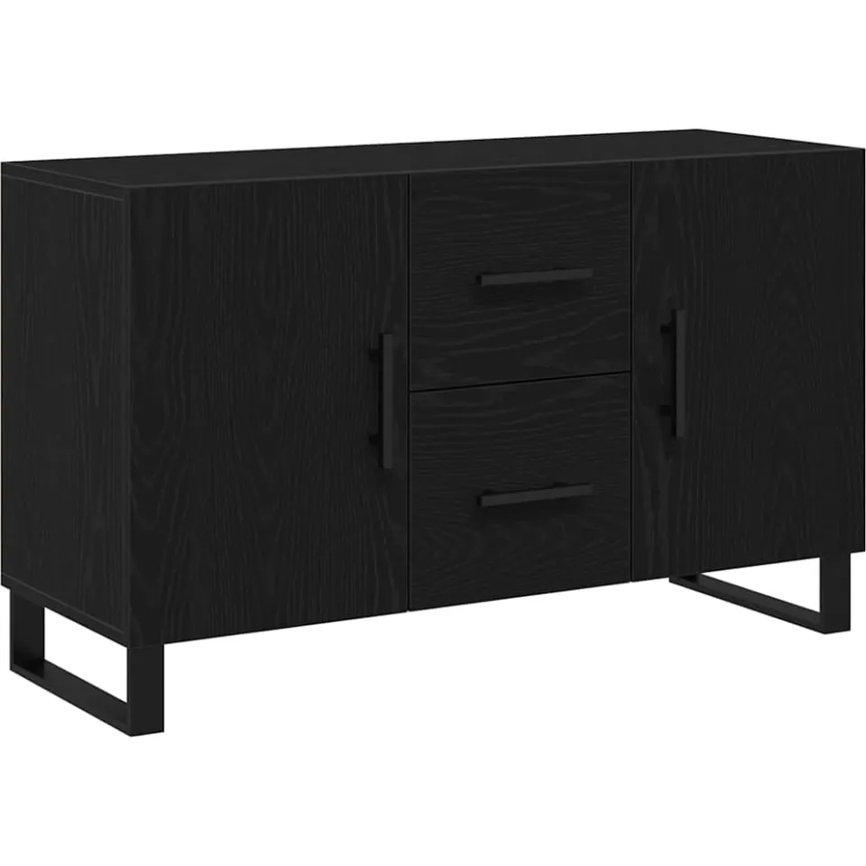 vidaXL Dressoir Zwart Eiken 100 x 36 x 60 cm Bewerkt hout, foto 3