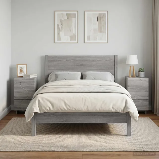 vidaXL Nachtkastje 2 st Grijs Sonoma 33,5 x 34,5 x 60 cm Bewerkt hout, foto 2