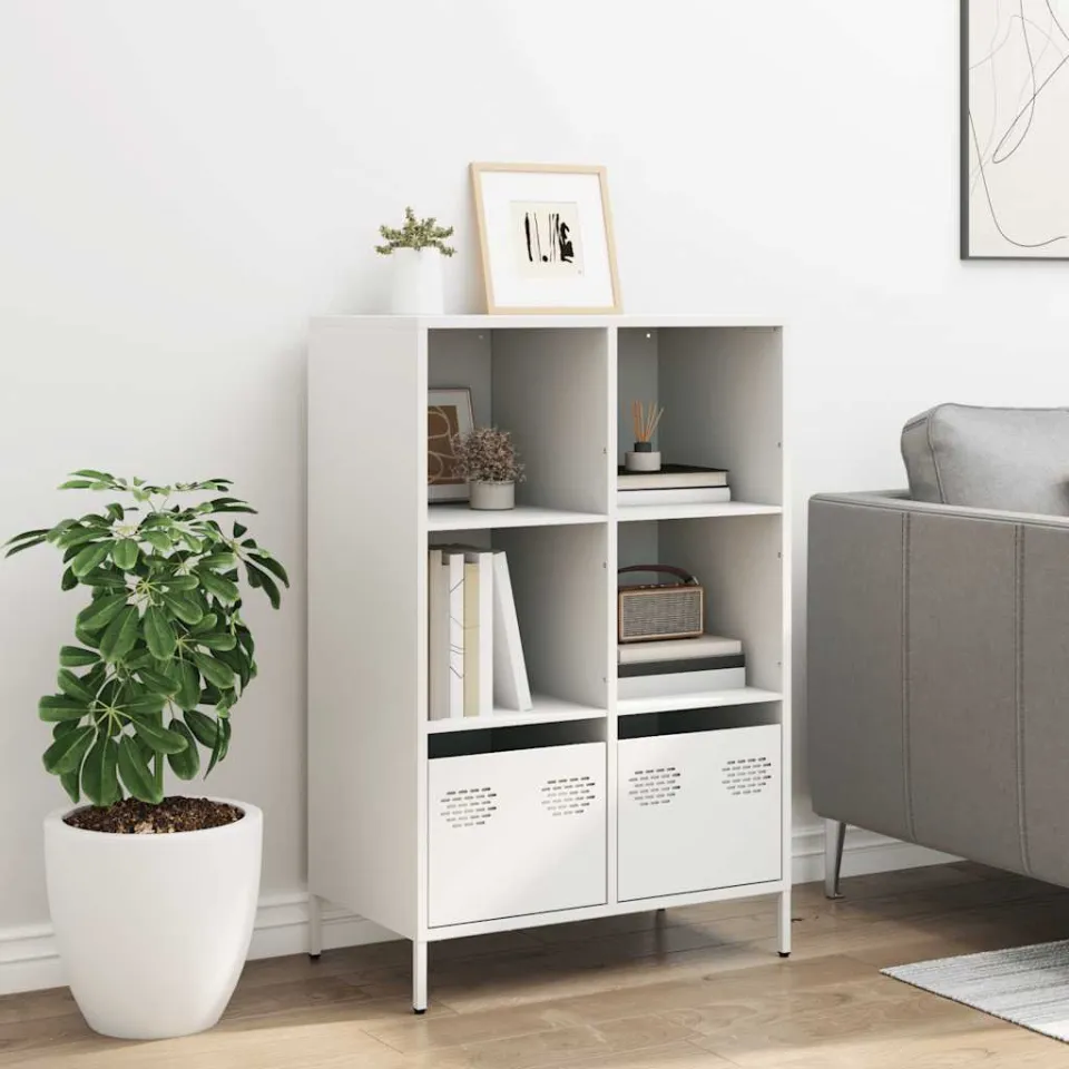 vidaXL Hoge kast 68x39x103,5 cm staal wit, foto 2
