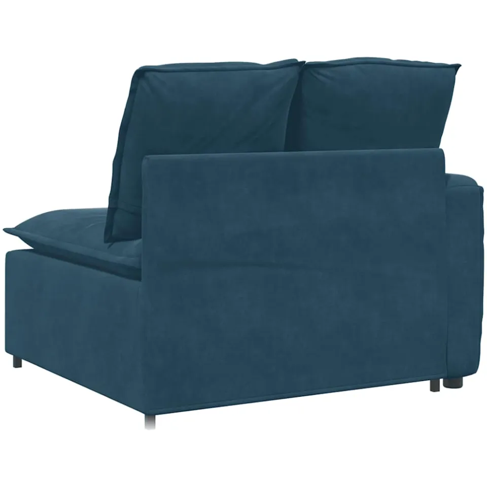 vidaXL Modulaire bank Armleuning eindmodule met kussens 100 cm blauw, foto 4