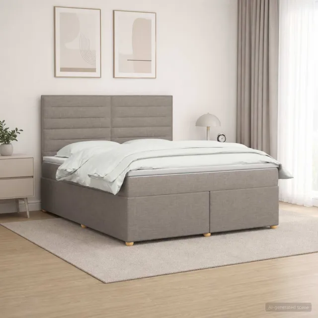 vidaXL Boxspringbed met matras met hoofdeinde Taupe 160 x 200 cm Stof