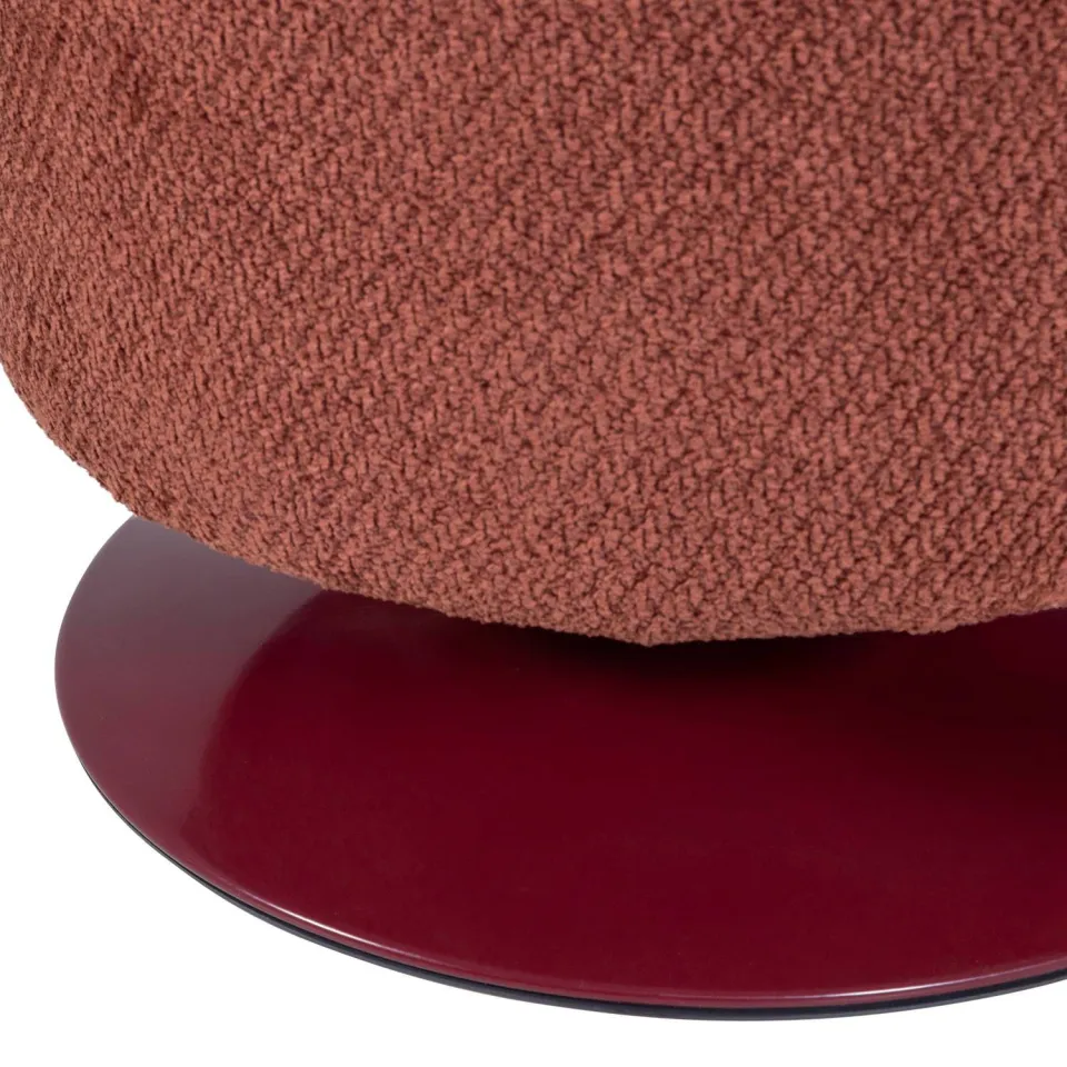 WOOOD Islen Poef Met Draaivoet - Bouclé - Lichtblauw - 47x39x39, foto 4