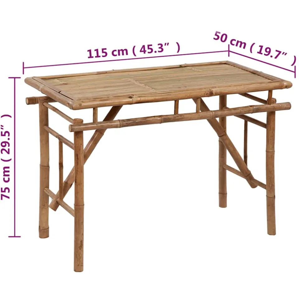 vidaXL Tuintafel inklapbaar 115x50x75 cm bamboe bruin, foto 4