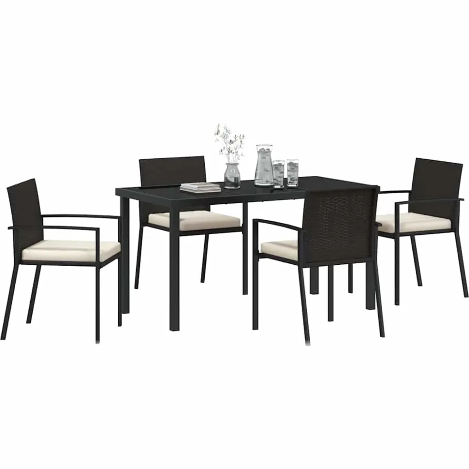 vidaXL Tuin eettafelset 5 st Zwart Gepoedercoat staal, foto 2
