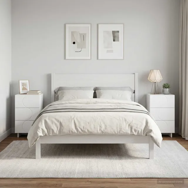 vidaXL Nachtkastje 2 st Wit 33,5 x 34,5 x 60 cm Bewerkt hout, foto 2