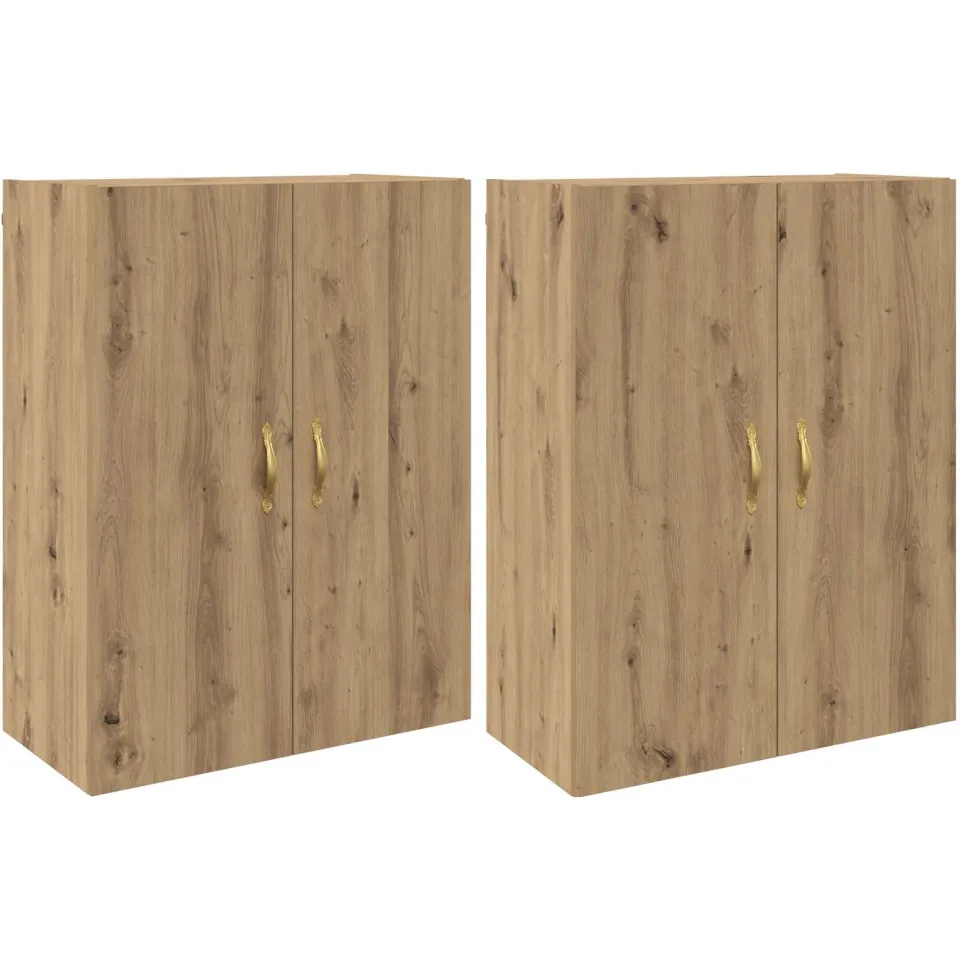 vidaXL Wandkast 2 st Artisan Eiken 69,5 x 34 x 90 cm Bewerkt hout, foto 3