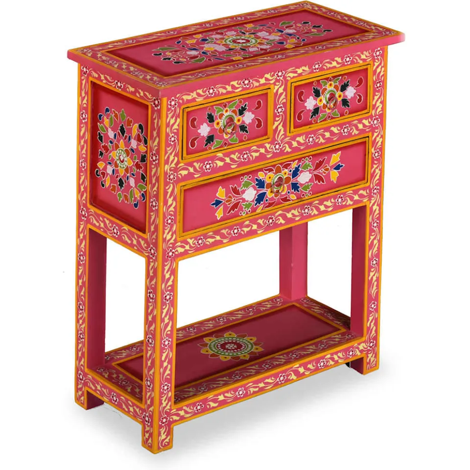 vidaXL Dressoir met lades handgeschilderd massief mangohout roze, foto 2