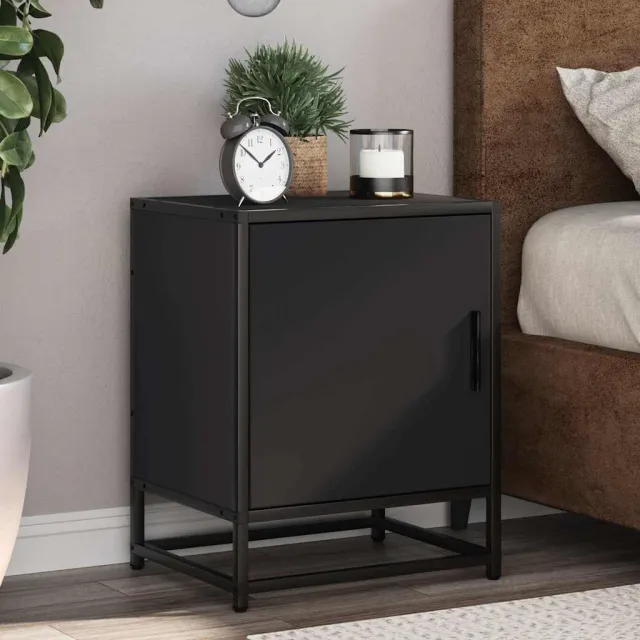 vidaXL Nachtkastjes 2 st 40x31x50 cm bewerkt hout en metaal zwart, foto 2