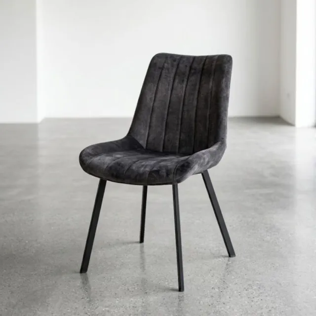HUUS Eetkamerstoel Dali - Antraciet Velours - Comfortabele Eetkamerstoel - Compact Design