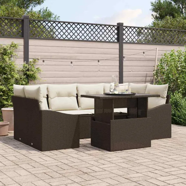 vidaXL Tuin Sofa Set 7 st Bruin poly rattan, foto 2