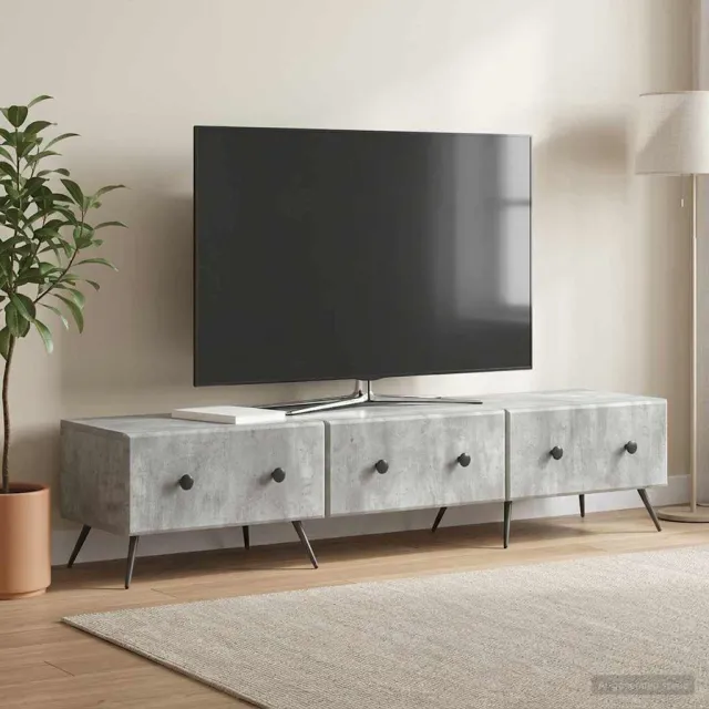 vidaXL TV-kast met lade Betongrijs 147 x 34,5 x 30 cm Bewerkt hout grijs, foto 2