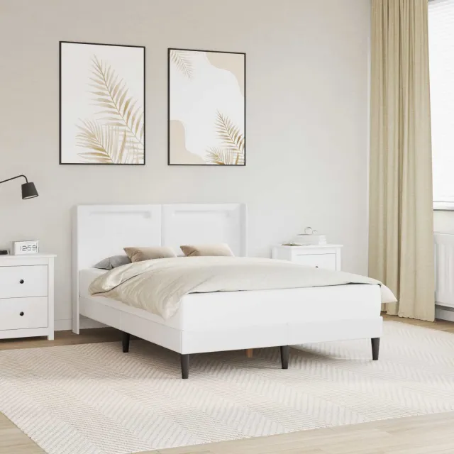vidaXL Bedframe met LED-stripverlichting Wit 120 x 190 cm Kunstleer