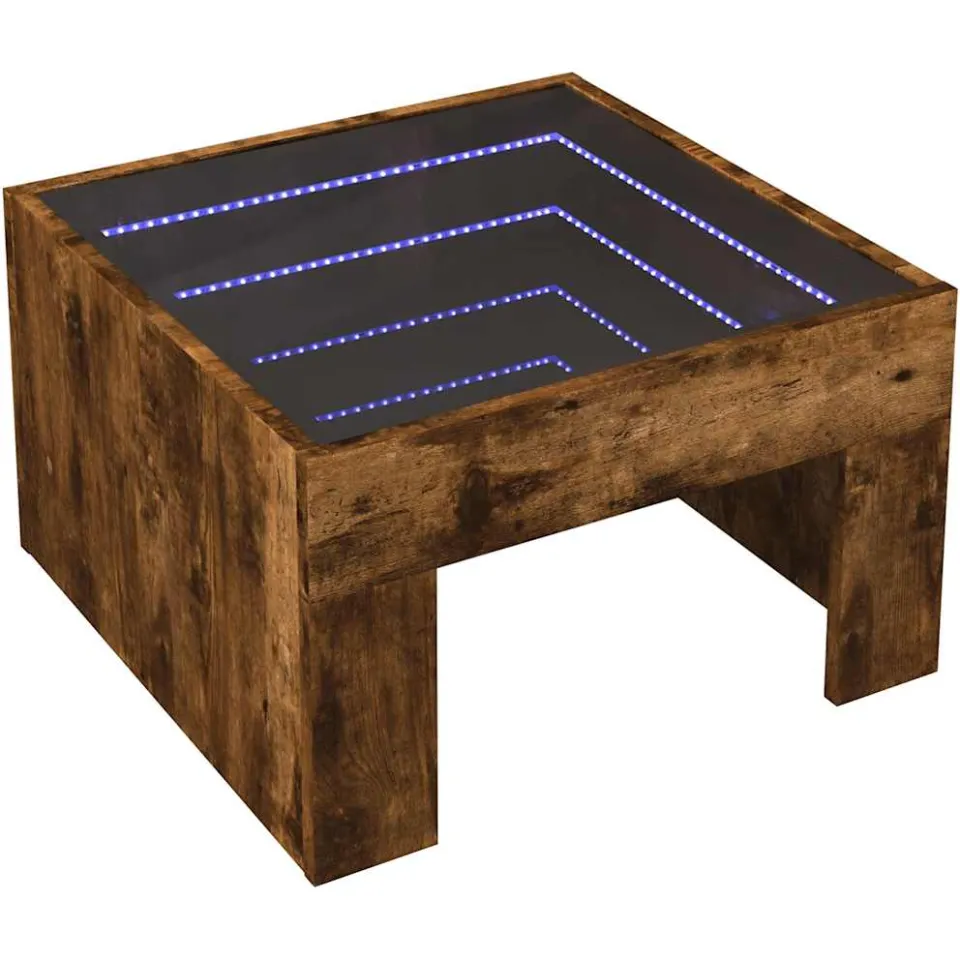 vidaXL Salontafel met Infinity LED 50x50x30 cm gerookt eikenkleurig Bruin