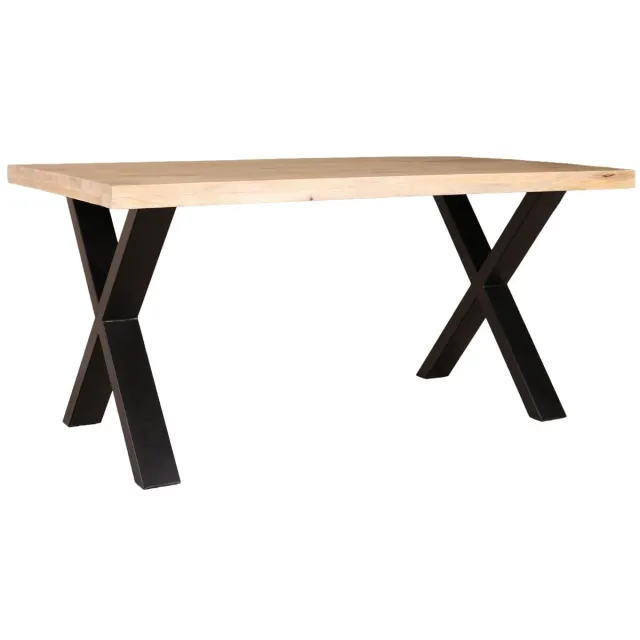 Lizzely Garden & Living Eettafel rechthoekig mangohout Xavier lichtbruin 160cm duurzaam tafel met X-poot mango eetkamertafel rechthoek hout