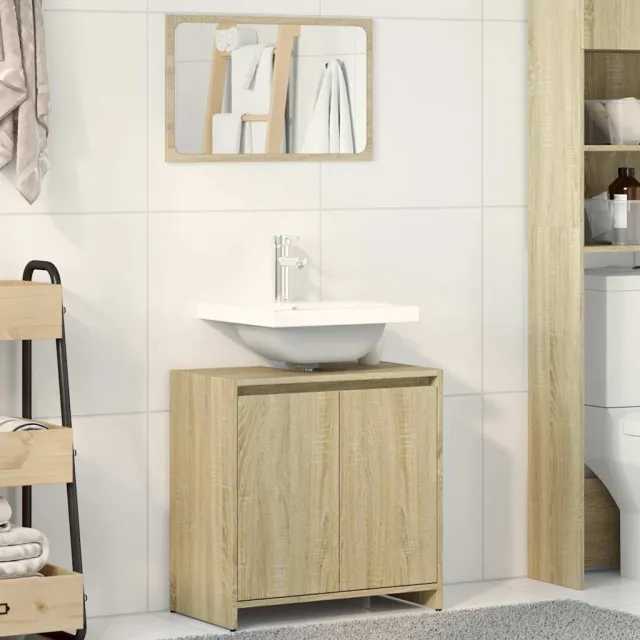 vidaXL 2-delige Badkamermeubelset bewerkt hout sonoma eikenkleurig Bruin