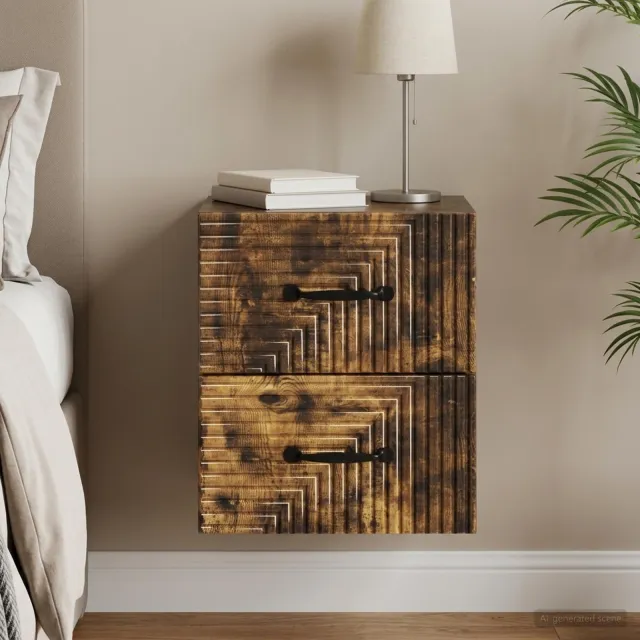 vidaXL Wandbeugel Bedkast Gerookt eiken 34,5 x 33 x 40 cm Bewerkt hout, foto 2