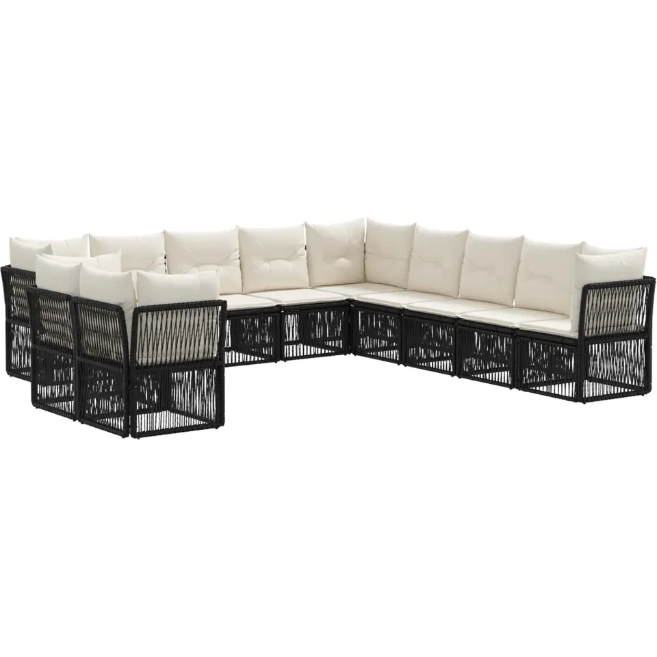 vidaXL Tuinbankenset 11 st 11-zits Zwart poly rattan, foto 3