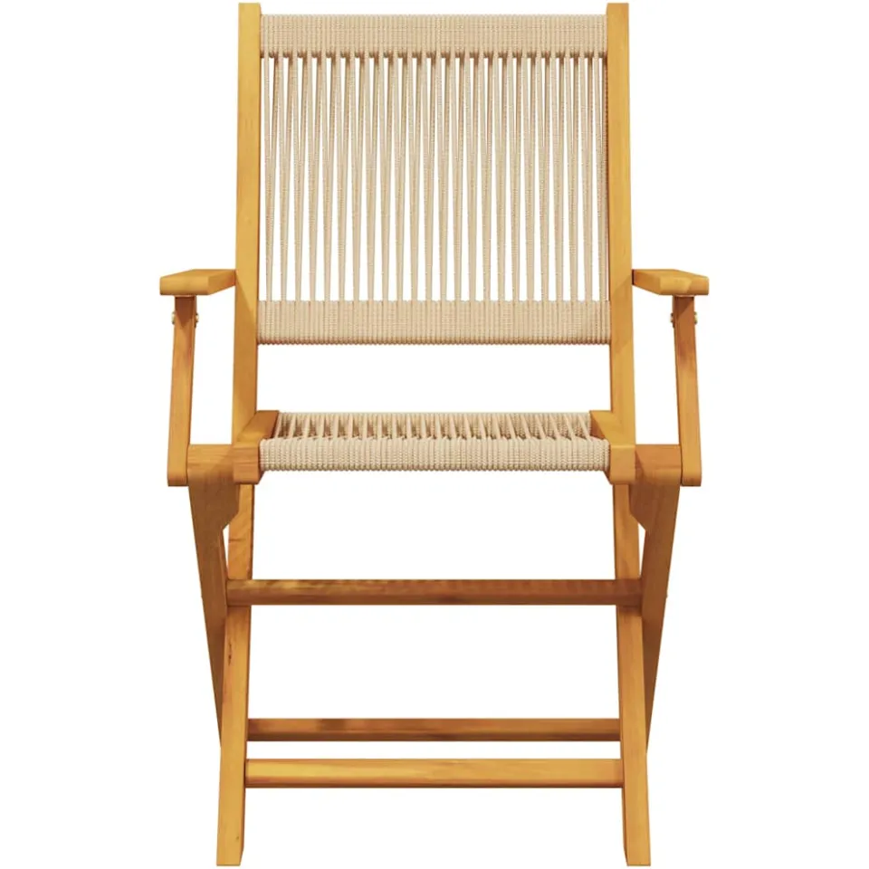 vidaXL 3-delige Bistroset polypropeen en massief hout beige