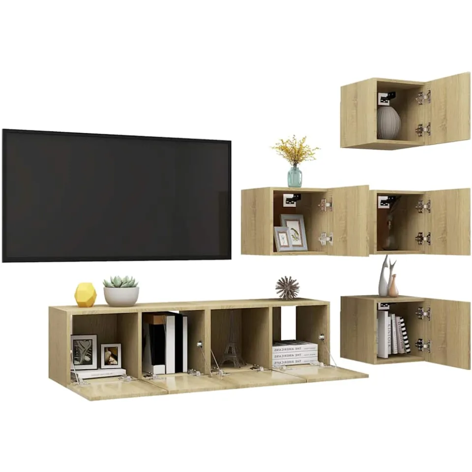 vidaXL 6-delige Tv-meubelset bewerkt hout sonoma eikenkleurig, foto 3