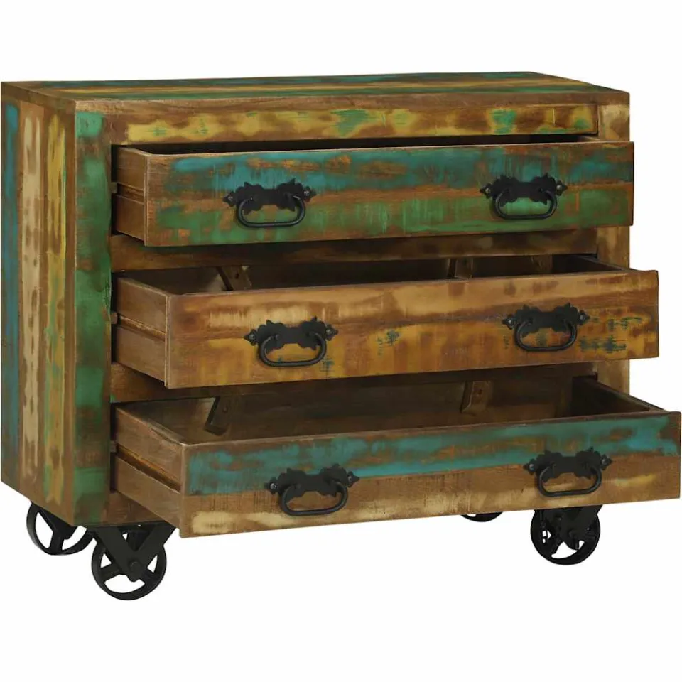 vidaXL Dressoir met lade Bruin 80 x 30 x 65 cm Massief Gerecycled Hout, foto 2