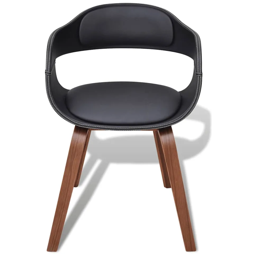 vidaXL Eetkamerstoelen 2 st gebogen hout en kunstleer zwart, foto 2