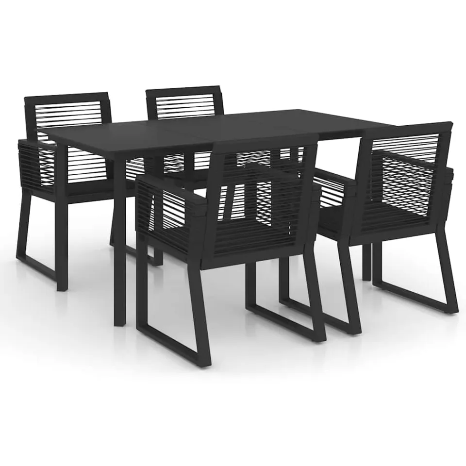 vidaXL 5-delige Tuinset PVC-rattan zwart