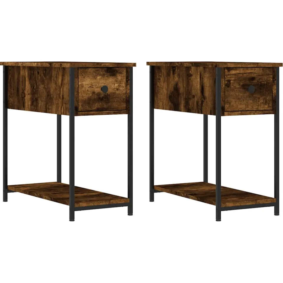 vidaXL Nachtkastjes 2 st 30x60x60 cm bewerkt hout gerookt eikenkleurig Bruin