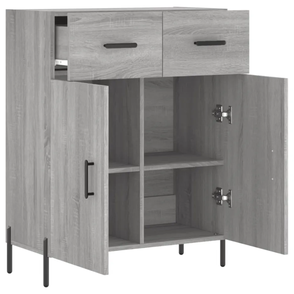 vidaXL Dressoir 69,5x34x90 cm bewerkt hout grijs sonoma eikenkleurig