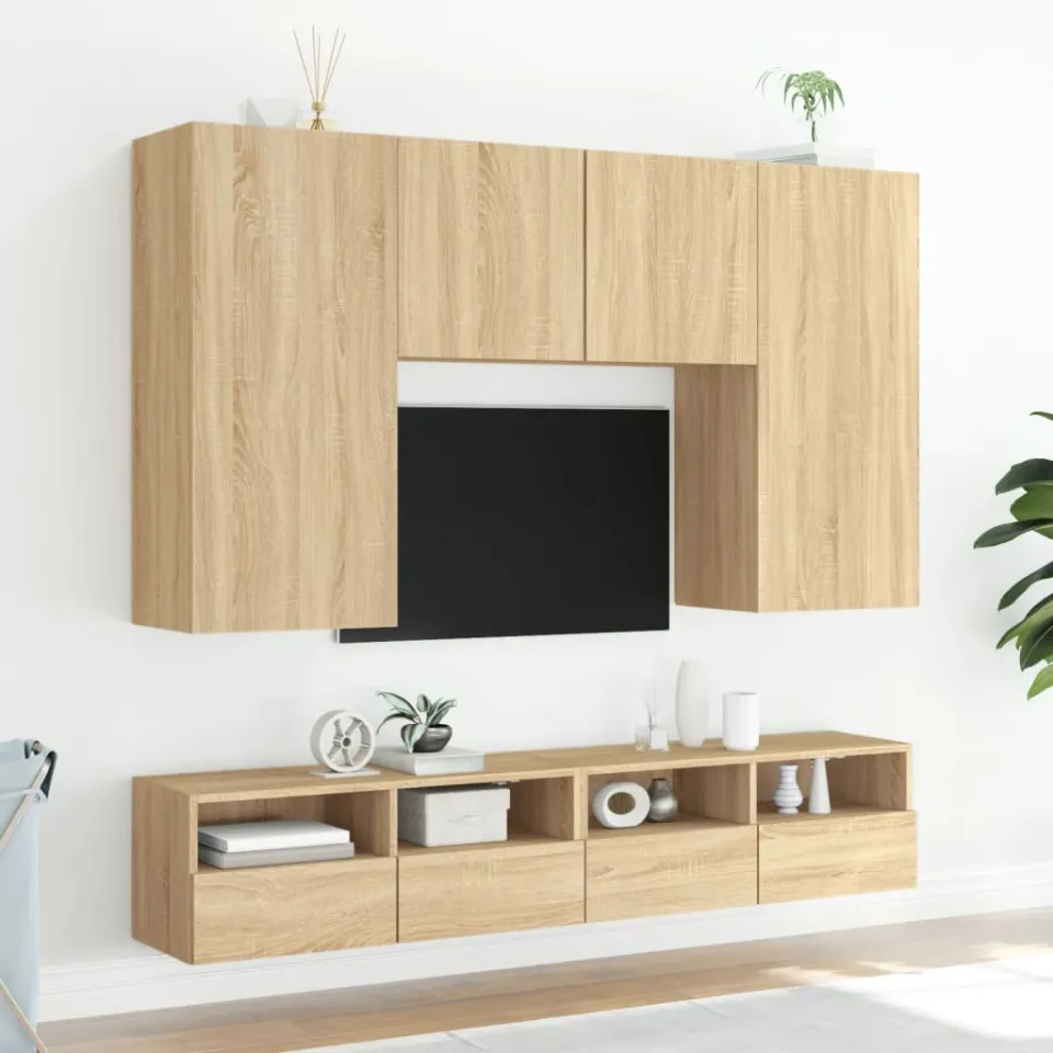 vidaXL Tv-wandmeubels 2 st 80x30x30 cm bewerkt hout sonoma eikenkleur, foto 4
